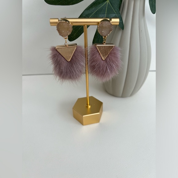 Elegant Dusty Pink Feather Dangle Earrings - Boho Chic Stylish Earrings - Picture 12 of 15